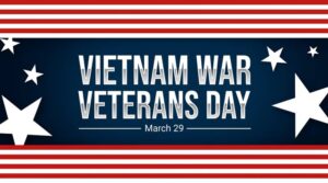Vietnam Veterans Day background with American flag - cm