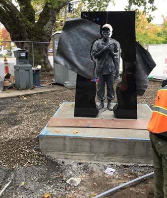 A Soldiers Return Flag Install